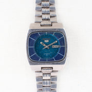 Vintage Seiko 5 6309-5100 Automatic 17J Blue Dial Day Date Wristwatch