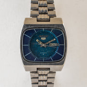 Vintage Seiko 5 6309-5100 Automatic 17J Blue Dial Day Date Wristwatch
