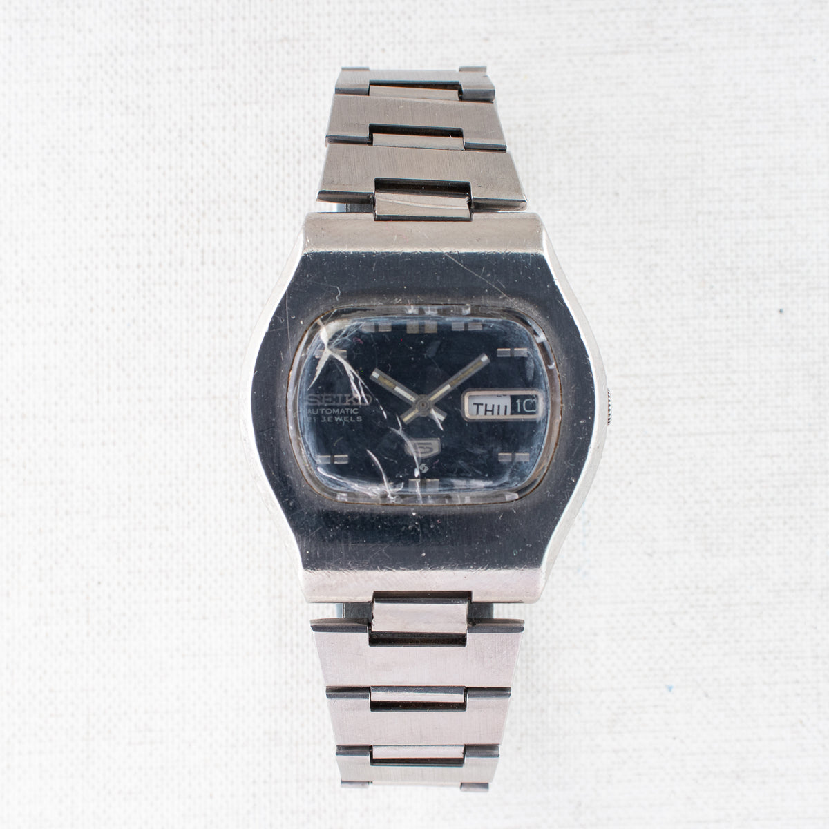 Vintage Seiko 5 6119-5401 Automatic 21J Blue Dial Day Date Wristwatch
