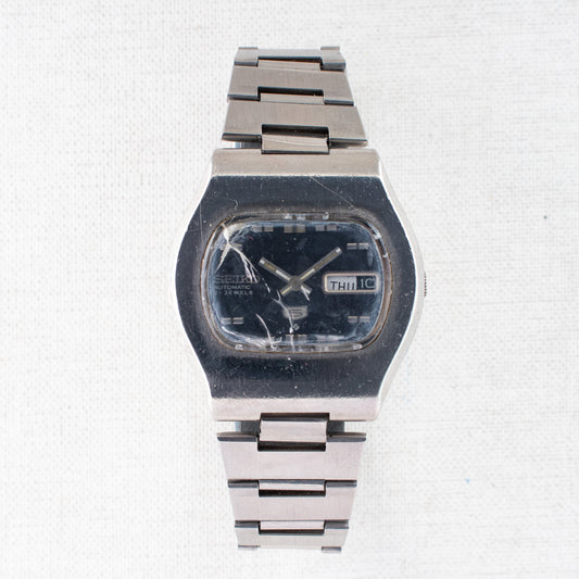 Vintage Seiko 5 6119-5401 Automatic 21J Blue Dial Day Date Wristwatch