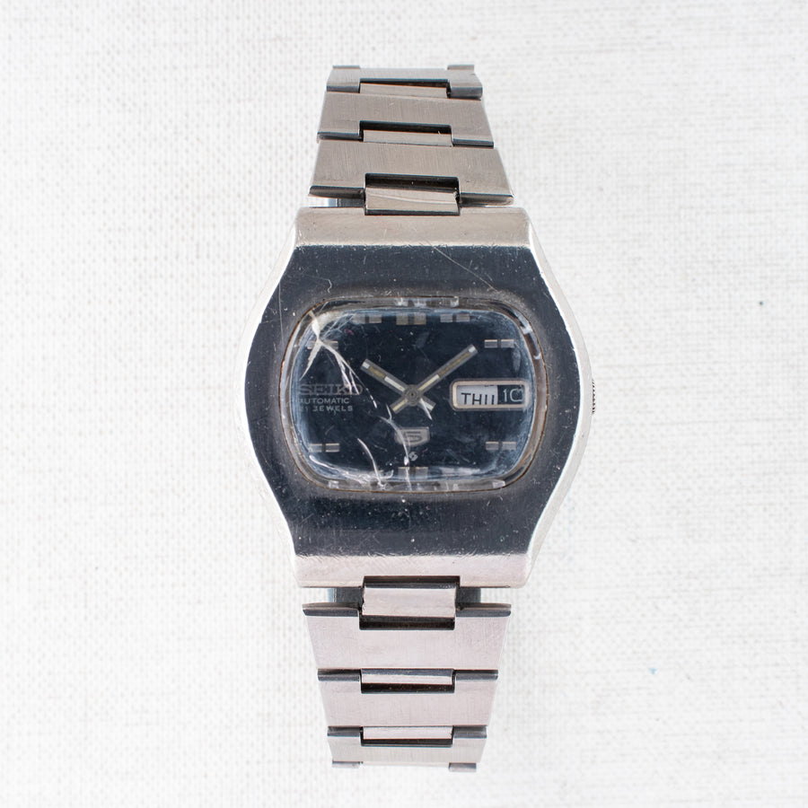 Vintage Seiko 5 6119-5401 Automatic 21J Blue Dial Day Date Wristwatch