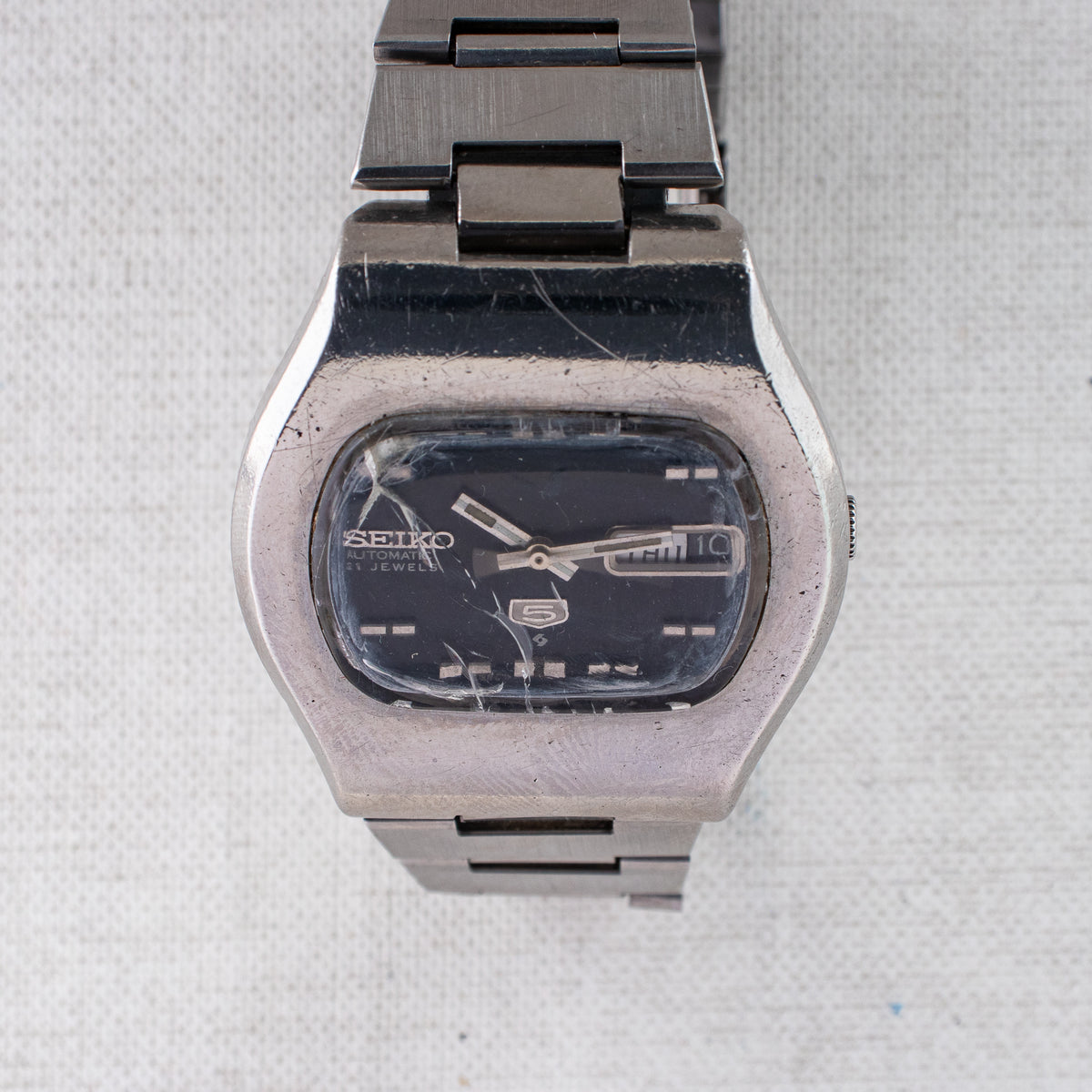 Vintage Seiko 5 6119-5401 Automatic 21J Blue Dial Day Date Wristwatch