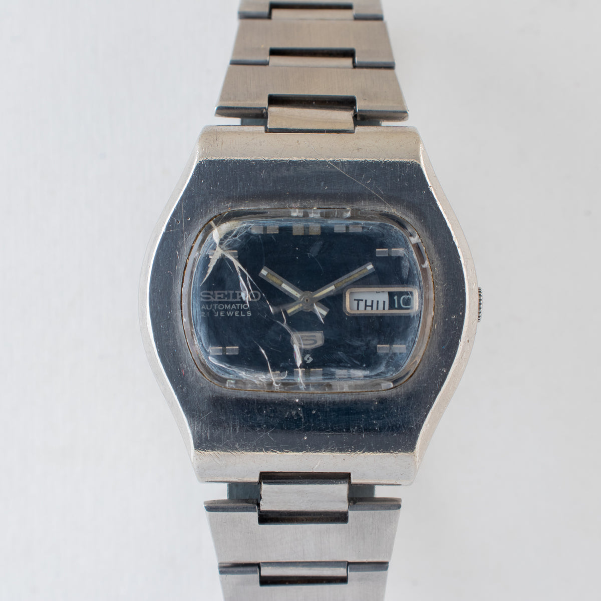 Vintage Seiko 5 6119-5401 Automatic 21J Blue Dial Day Date Wristwatch