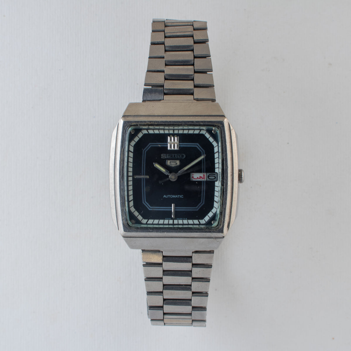 Vintage Seiko 5 6309-566A Automatic 17J Blue Dial Day Date Wristwatch