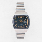 Vintage Seiko 5 6309-522A Automatic 17J Blue Dial Day Date Wristwatch