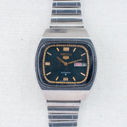 Vintage Seiko 5 6309-522A Automatic 17J Blue Dial Day Date Wristwatch