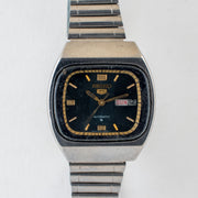 Vintage Seiko 5 6309-522A Automatic 17J Blue Dial Day Date Wristwatch
