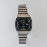 Vintage Seiko 5 6309-522A Automatic 17J Blue Dial Day Date Wristwatch