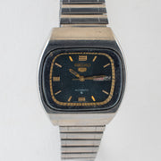 Vintage Seiko 5 6309-522A Automatic 17J Blue Dial Day Date Wristwatch