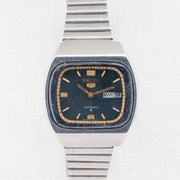 Vintage Seiko 5 6309-522A Automatic 17J Blue Dial Day Date Wristwatch