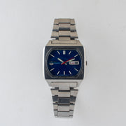 Vintage Seiko 5 6309-5510 Automatic 17J Blue Dial Day Date Wristwatch