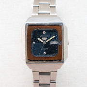 Vintage Seiko 5 6309-545A Automatic 17J Blue Dial Day Date Wristwatch