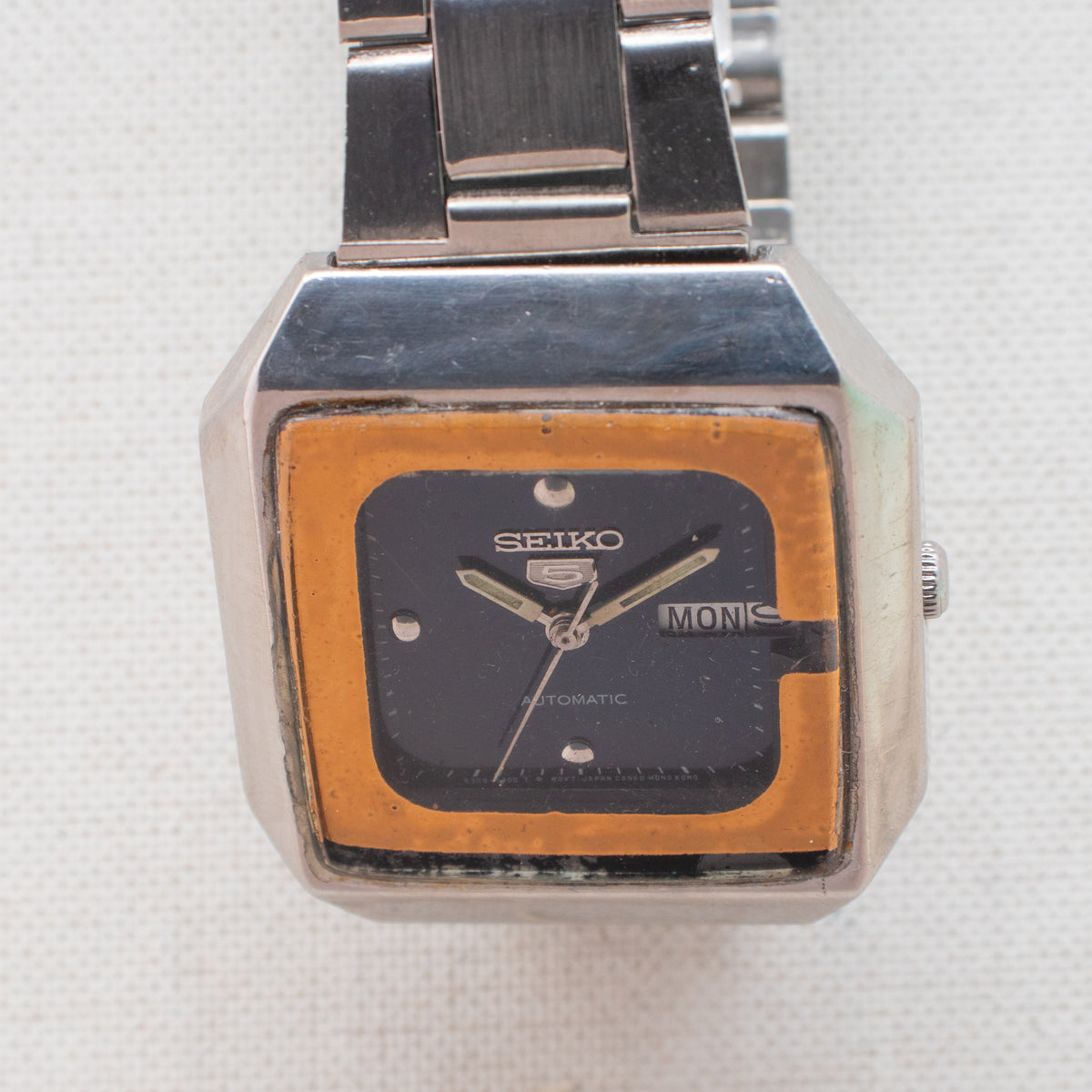 Vintage Seiko 5 6309-545A Automatic 17J Blue Dial Day Date Wristwatch