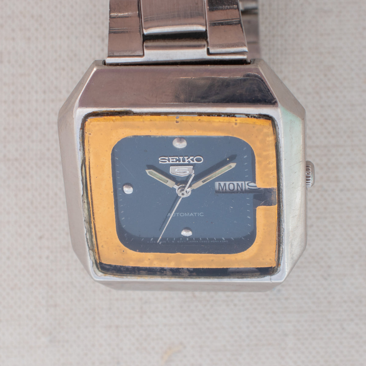 Vintage Seiko 5 6309-545A Automatic 17J Blue Dial Day Date Wristwatch