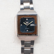 Vintage Seiko 5 6309-545A Automatic 17J Blue Dial Day Date Wristwatch
