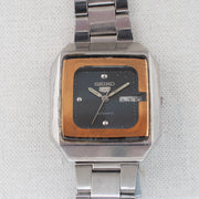 Vintage Seiko 5 6309-545A Automatic 17J Blue Dial Day Date Wristwatch