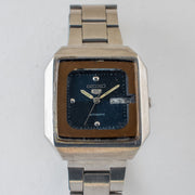 Vintage Seiko 5 6309-545A Automatic 17J Blue Dial Day Date Wristwatch