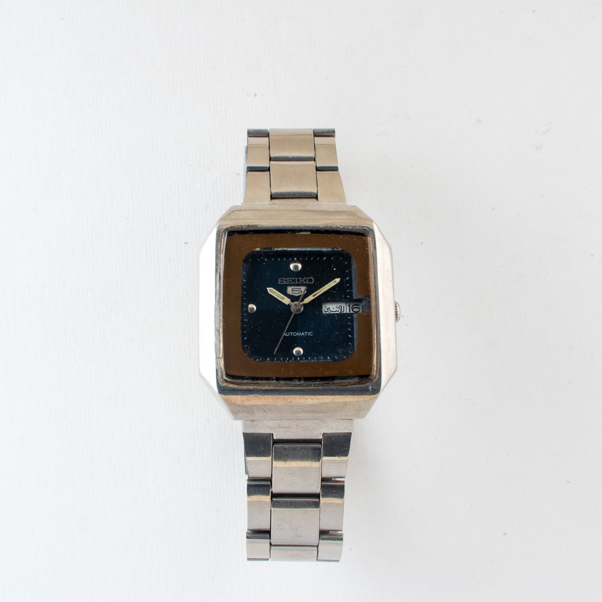 Vintage Seiko 5 6309-545A Automatic 17J Blue Dial Day Date Wristwatch