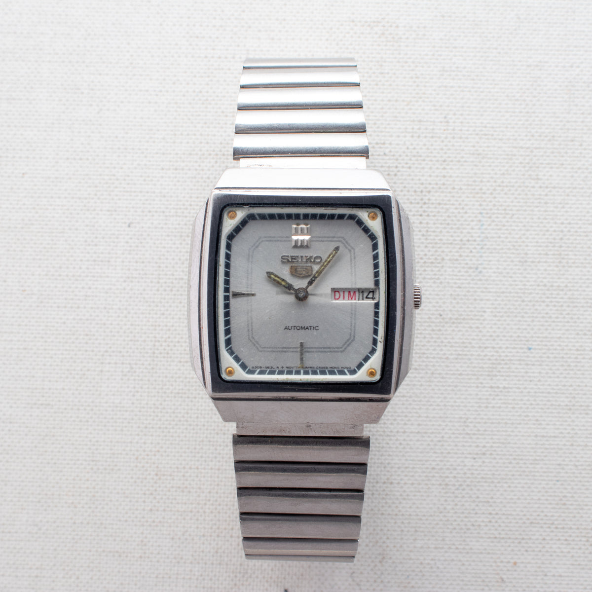 Vintage Seiko 5 6309-7320 Automatic 17J Silver Dial Day Date Wristwatch