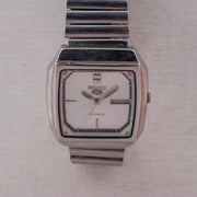 Vintage Seiko 5 6309-7320 Automatic 17J Silver Dial Day Date Wristwatch