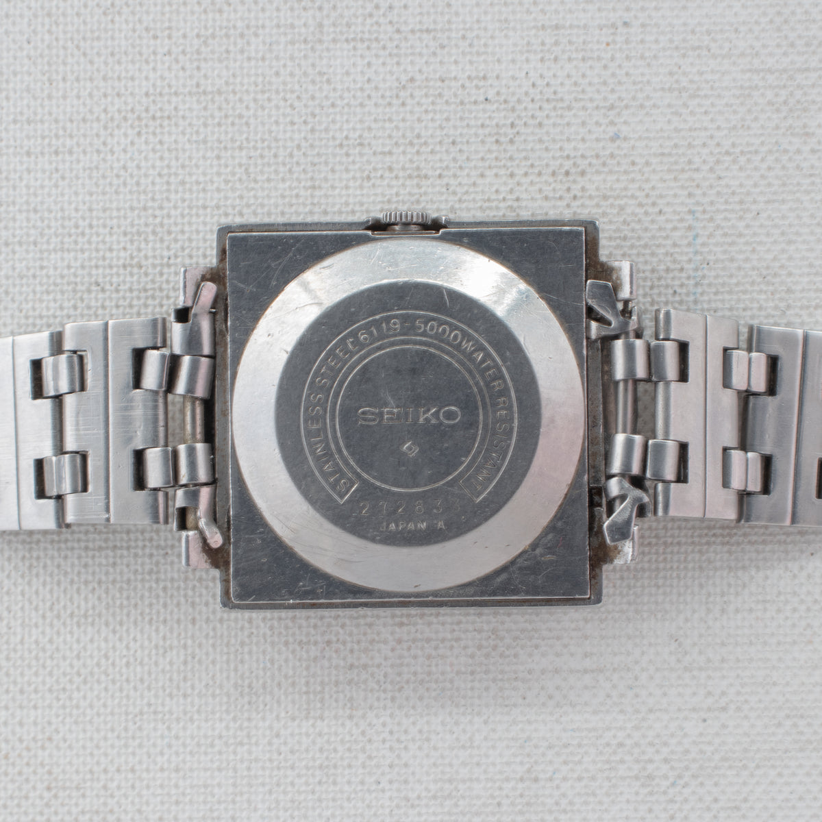 Vintage Seiko 5 6119-5000 Automatic 21J Silver Dial Day Date Wristwatch