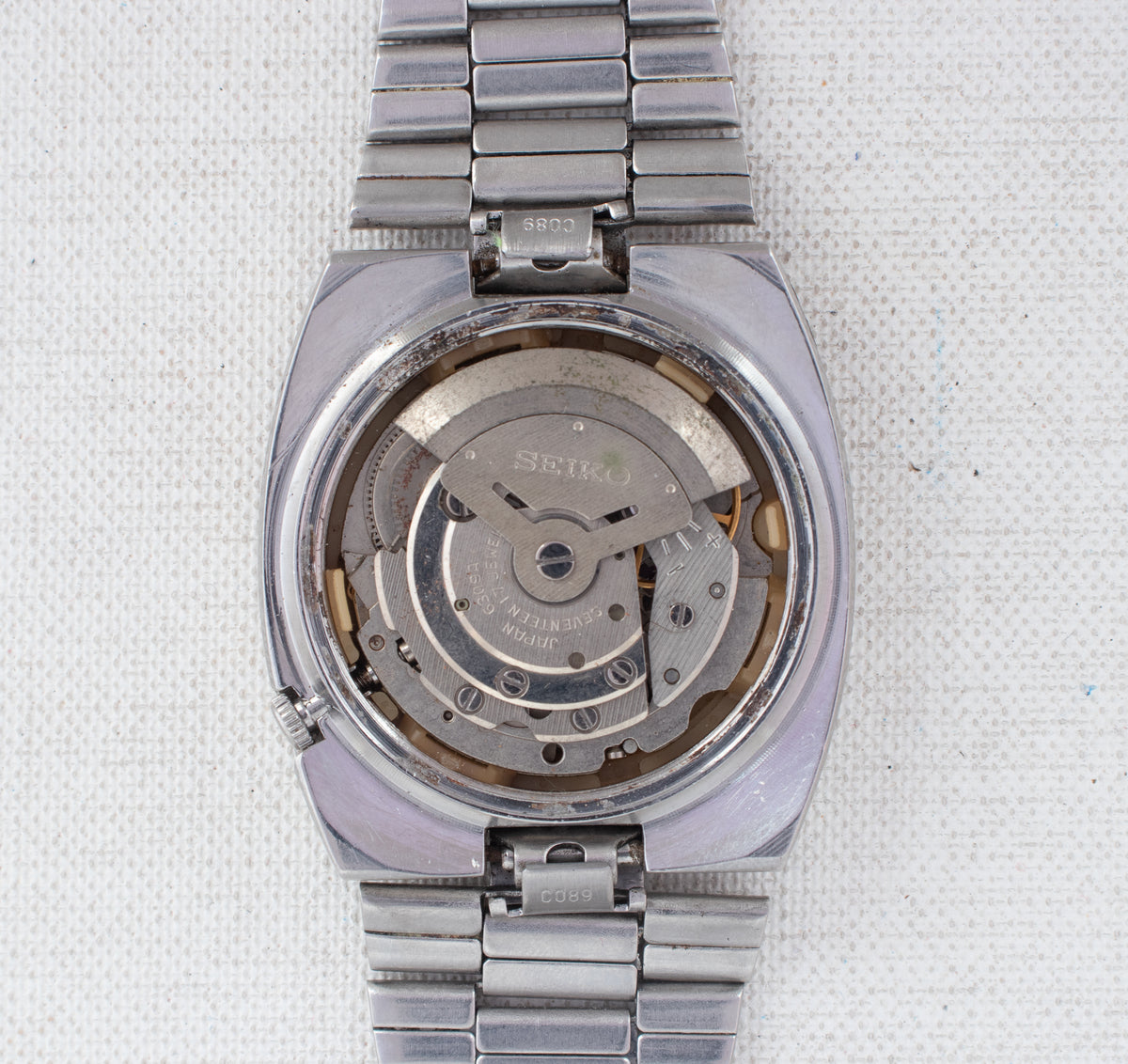 Vintage Seiko 5 6309-6010 Automatic 17J Silver Dial Day Date Wristwatch