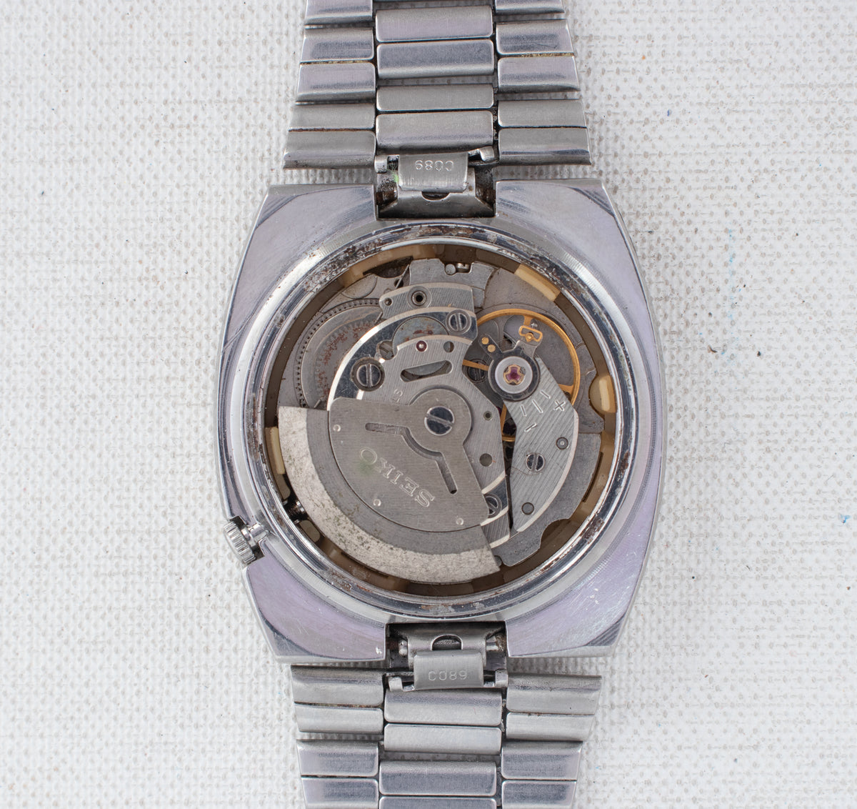 Vintage Seiko 5 6309-6010 Automatic 17J Silver Dial Day Date Wristwatch