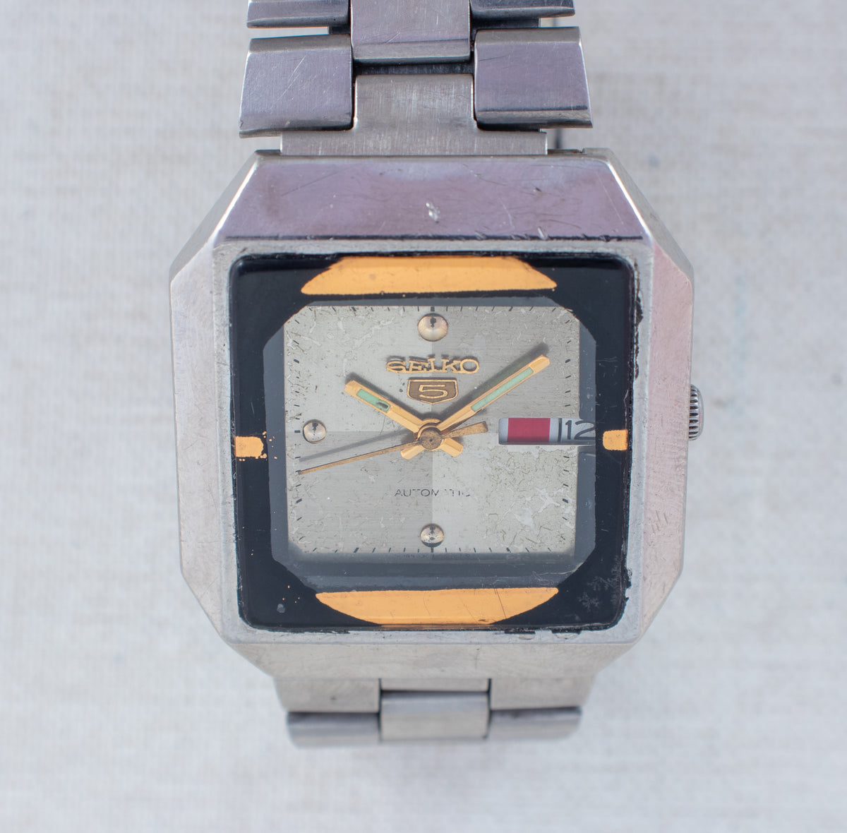 Vintage Seiko 5 6309-5450 Automatic 17J Silver Dial Day Date Wristwatch
