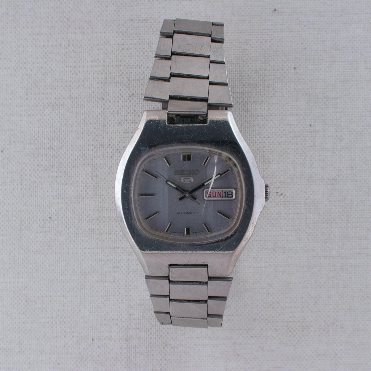Vintage Seiko 5 6309-5320 Automatic 17J Silver Dial Day Date Wristwatch