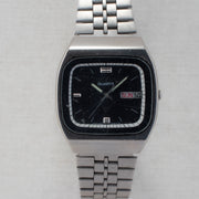 Vintage Seiko SQ 8223-508A Quartz Blue Dial Day Date Wristwatch