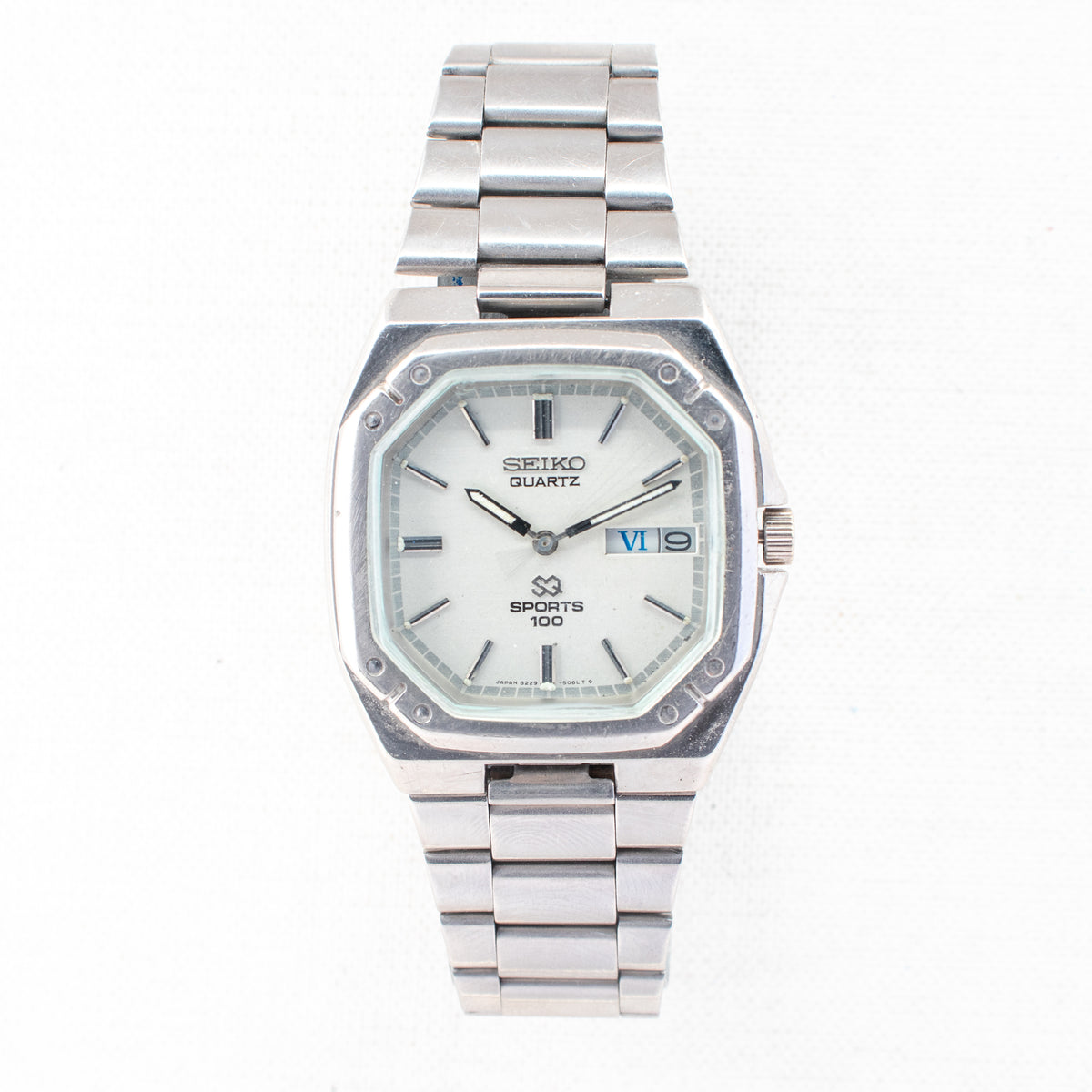 Vintage Seiko SQ 8229-5030 Quartz White Dial Day Date Wristwatch
