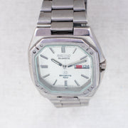 Vintage Seiko SQ 8229-5030 Quartz White Dial Day Date Wristwatch