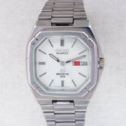 Vintage Seiko SQ 8229-5030 Quartz White Dial Day Date Wristwatch