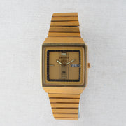 Vintage Seiko SQ 8223-5260 Quartz Gold Dial Day Date Wristwatch
