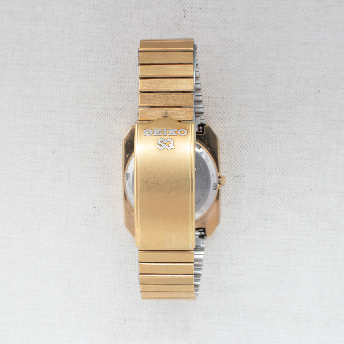 Vintage Seiko SQ 8223-5260 Quartz Gold Dial Day Date Wristwatch