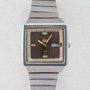 Vintage Seiko SQ 8223-526A Quartz Brown Dial Day Date Wristwatch
