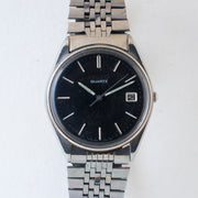 Vintage Seiko SQ 8222-8020 Quartz Black Dial Date Wristwatch