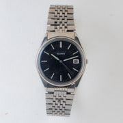 Vintage Seiko SQ 8222-8020 Quartz Black Dial Date Wristwatch