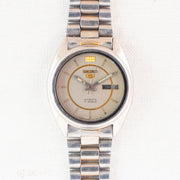 Vintage Seiko 5 7009-8740 Automatic 17J Silver Dial Day Date Wristwatch