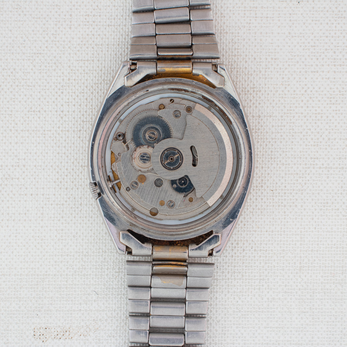Vintage Seiko 5 7009-8740 Automatic 17J Silver Dial Day Date Wristwatch