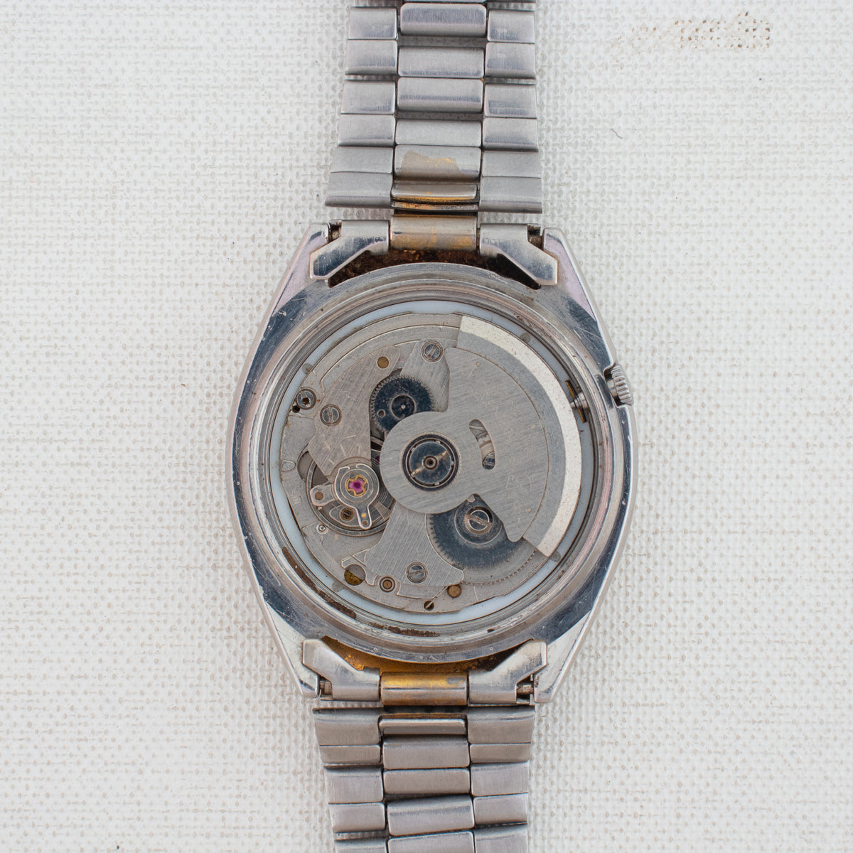 Vintage Seiko 5 7009-8740 Automatic 17J Silver Dial Day Date Wristwatch