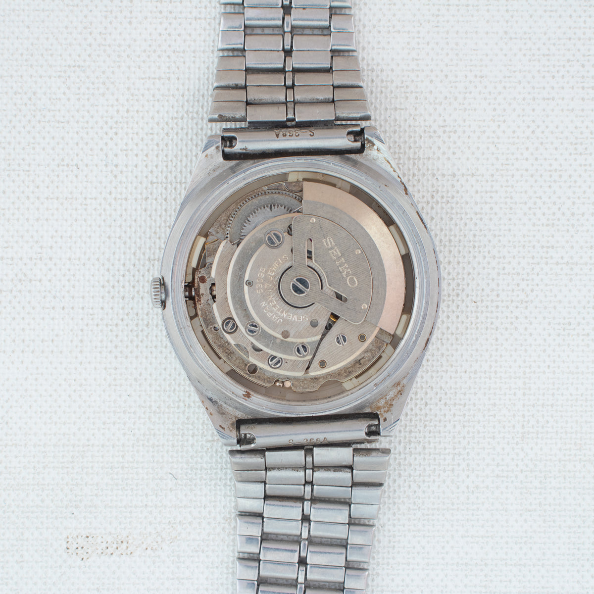 Vintage Seiko 5 6309-8960 Automatic 17J White Dial Day Date Wristwatch