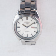 Vintage Seiko 5 6309-5600 Automatic 17J Silver Dial Day Date Wristwatch