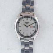 Vintage Seiko 5 6309-5600 Automatic 17J Silver Dial Day Date Wristwatch