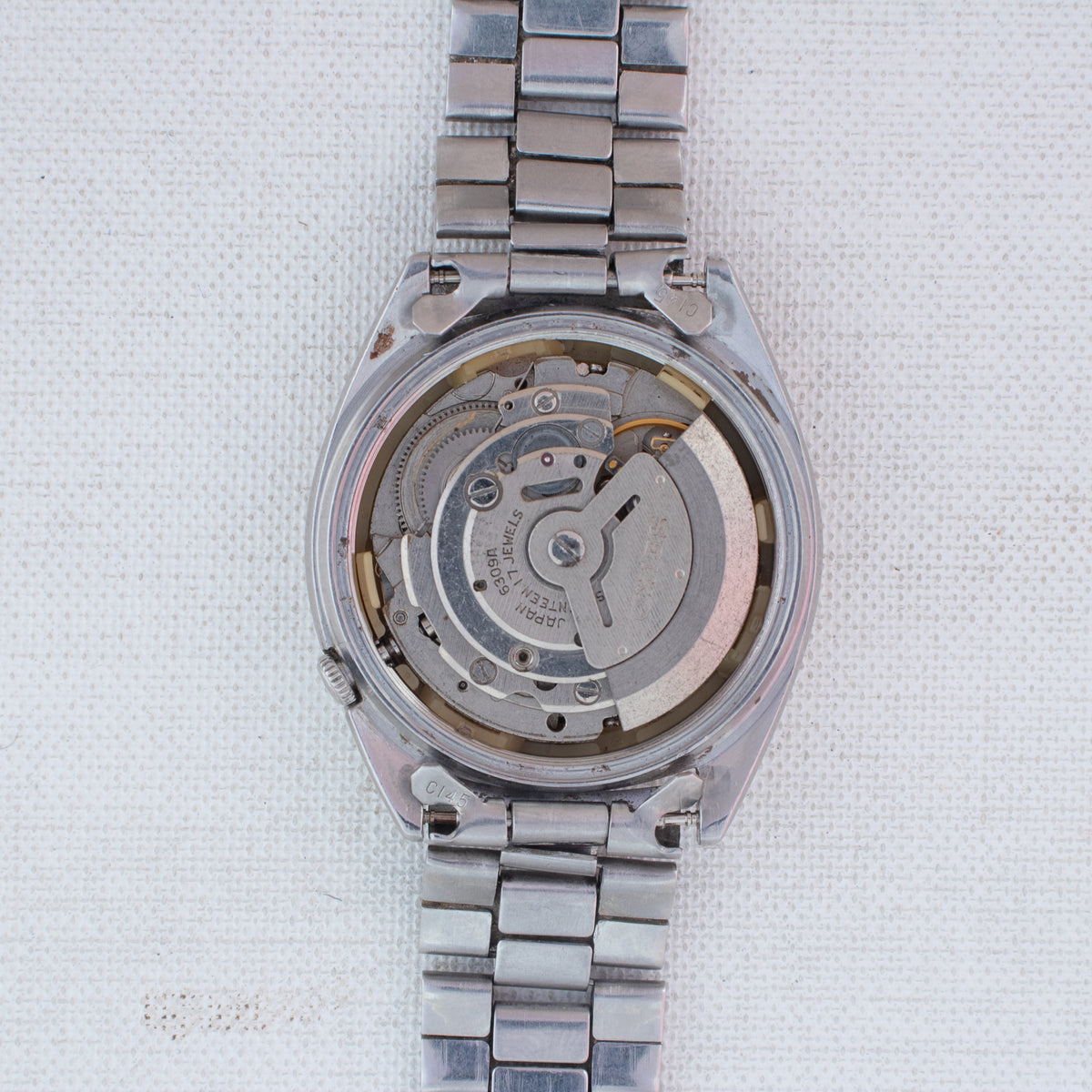 Vintage Seiko 5 6309-5600 Automatic 17J Silver Dial Day Date Wristwatch