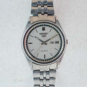 Vintage Seiko 5 6309-8900 Automatic 17J Silver Dial Day Date Wristwatch