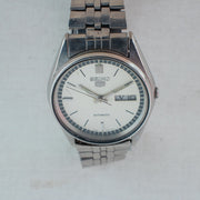 Vintage Seiko 5 6309-8900 Automatic 17J Silver Dial Day Date Wristwatch