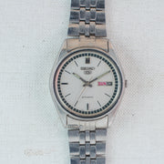 Vintage Seiko 5 6309-8900 Automatic 17J Silver Dial Day Date Wristwatch