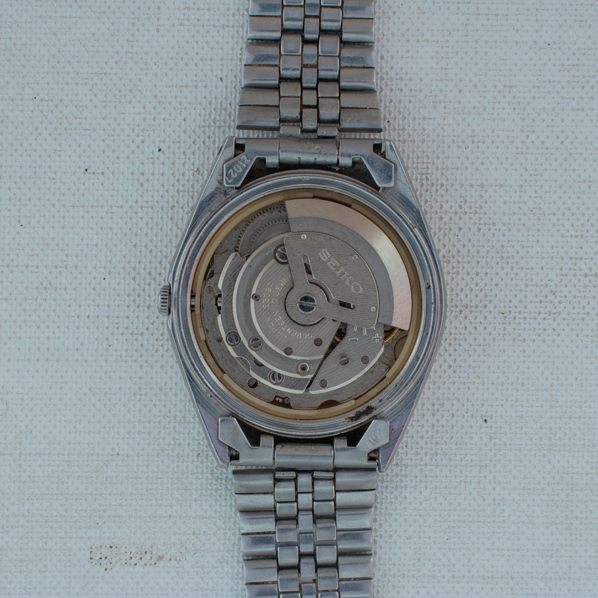 Vintage Seiko 5 6309-8900 Automatic 17J Silver Dial Day Date Wristwatch
