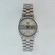Vintage Seiko 5 7009-3100 Automatic 17J Silver Dial Day Date Wristwatch